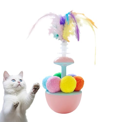 Moxeupon Federkatze, Federkugel für Katzen | Balance Swing Ball,Tragbare Katzenfeder Interactive Self-Langeweile-Langeweile Spielzeug für das Training im Freien Kätzchen von Moxeupon