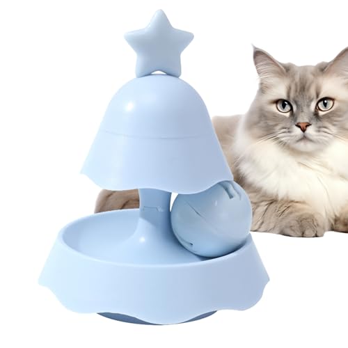 Moxeupon Katzen-Drehteller-Spielzeug | Weihnachtsbaum-Rollerbälle für Katzen - 2-lagiges interaktives Katzenrollspielzeug mit Katzenminze und Teaser-Spielzeug für kleine Haustiere und Katzen von Moxeupon