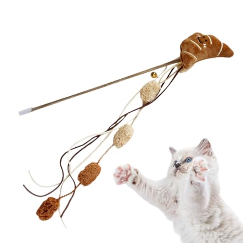 Moxeupon Katzenangel Spielzeug | Futter-Motiv Angelstab Mit Glöckchen - Interaktive Katzenspielangel zur Förderung von Bewegung und Intelligenz mit Plüsch Attrappe für Unterhaltung und Beschäftigung Moxeupon Katzenangel Spielzeug | Futter-Motiv Angelstab Mit Glöckchen - Interaktive Katzenspielangel zur Förderung von Bewegung und Intelligenz mit Plüsch Attrappe für Unterhaltung und Beschäftigung von Moxeupon