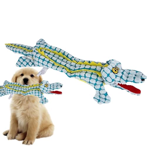 Moxeupon Quietschspielzeug für Hunde, interaktives Spielzeug, Quietschspielzeug für Hunde, Unzerstörbares Robustes Krokodilspielzeug, Weiches, interaktives, quietschendes Krokodil für Aggressive von Moxeupon