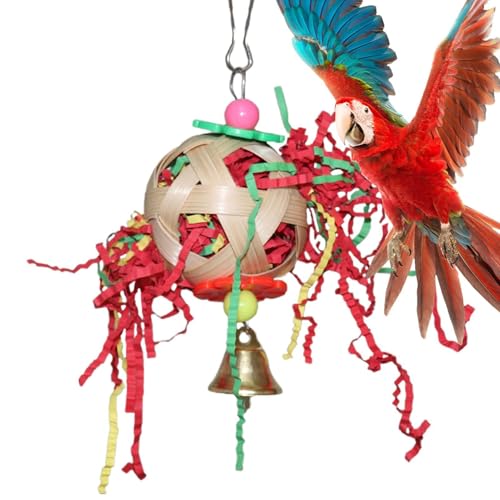 Moxeupon Vogelschredder-Spielzeug, Futtersuchspielzeug - Kauschredderball für Sparrow - Vogel-Kauspielzeug, Rattan-Kugel, Vogelschredder-Spielzeug mit Glocke, geeignet für Sittiche, Hühner, Hamster Moxeupon Vogelschredder-Spielzeug, Futtersuchspielzeug - Kauschredderball für Sparrow - Vogel-Kauspielzeug, Rattan-Kugel, Vogelschredder-Spielzeug mit Glocke, geeignet für Sittiche, Hühner, Hamster von Moxeupon