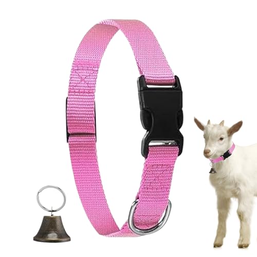 Moxeupon Ziegenhalsband Mit Glocke | Einstellbares Nylon Halsband Mit Klingel Und Robustem Schnellverschluss - Schnellverschluss Verlustschutz Mit Klingel Für Kleine Nutztiere von Moxeupon