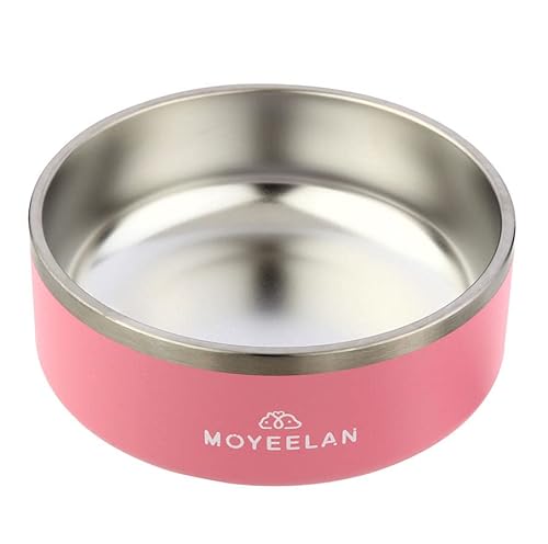 Moyeelan Hundenapf, Edelstahl, rutschfest, Katzen- oder Hundefütterung für Futter oder Wasser (1,2 l, Rosa) von Moyeelan