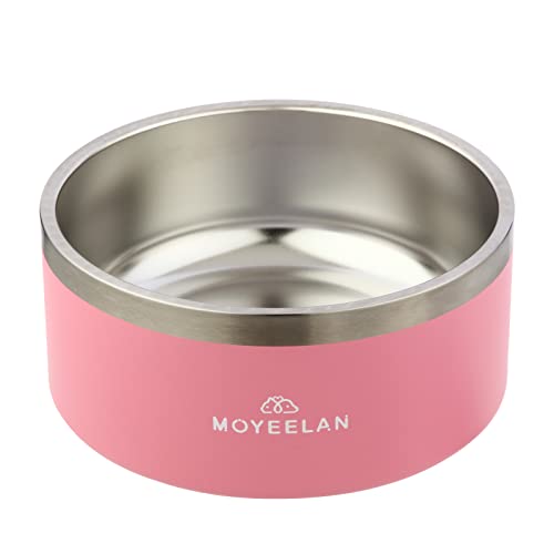 Moyeelan Hundenapf, Edelstahl, rutschfest, Katzen- oder Hundefütterung für Futter oder Wasser (1,8 l, Rosa) von Moyeelan