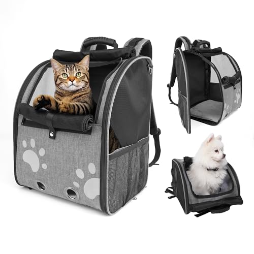 Haustier-Tragerucksack für Katzen oder Hunde und Kleintiere, tragbare Haustier-Reisetasche, super belüftetes Design, ldealforReisen, Wandern, Camping, grauer Rucksack Haustier-Tragerucksack für Katzen oder Hunde und Kleintiere, tragbare Haustier-Reisetasche, super belüftetes Design, ldealforReisen, Wandern, Camping, grauer Rucksack von Moysoon