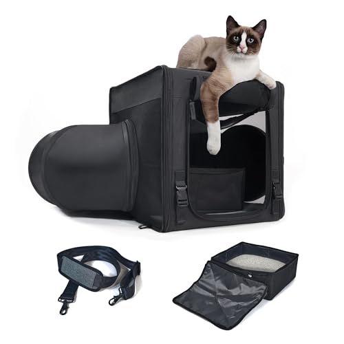 Katzentoilette mit Katzentoilette, tragbare Einzelkatzentragetaschen für Katzen und Haustiere, ideal für einzelne Katzen, weiches faltbares Design mit Schultergurt, einer Hängematte und Kissen, kleine Katzentoilette mit Katzentoilette, tragbare Einzelkatzentragetaschen für Katzen und Haustiere, ideal für einzelne Katzen, weiches faltbares Design mit Schultergurt, einer Hängematte und Kissen, kleine von Moysoon