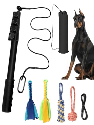 Flirtstange für Hunde mit 4 Kau-Baumwollseilen, strapazierfähiger, ausziehbarer Teaserstab, Haustier-Flirtstock, interaktives Spielzeug für kleine, mittelgroße und große Hunde, Training Ziehen Flirtstange für Hunde mit 4 Kau-Baumwollseilen, strapazierfähiger, ausziehbarer Teaserstab, Haustier-Flirtstock, interaktives Spielzeug für kleine, mittelgroße und große Hunde, Training Ziehen von Moyubath