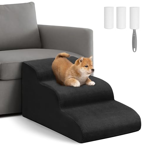Mozvvco Hundetreppe für Kleine Hunde, 3 Stufen Haustiertreppe für Bett und Sofa aus Hochdichtem Schwamm, Hunde Treppen mit Abnehmbarer Bezug, Waschbar Haustierleiter, Senden Fusselrolle, Schwarz Mozvvco Hundetreppe für Kleine Hunde, 3 Stufen Haustiertreppe für Bett und Sofa aus Hochdichtem Schwamm, Hunde Treppen mit Abnehmbarer Bezug, Waschbar Haustierleiter, Senden Fusselrolle, Schwarz von Mozvvco