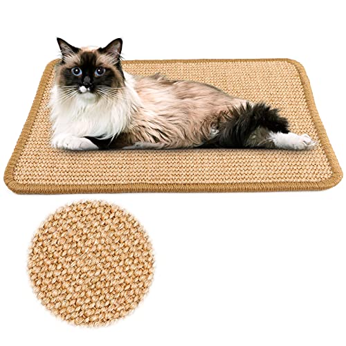 Kratzmatte Katzen, Sisalteppich für Katzen, Natürliche Katzenkratzbretter, Kratzbretter Boden rutschfest, Natürlicher Sisalteppich für Katzen schützt Teppiche und Sofas (30 x 40cm, Khaki) von MplehDa