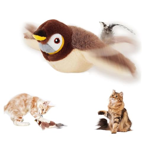 MplehDa Katzenspielzeug Vogel, Interaktives Katzenspielzeug Elektrisch, Fliegender Vogel für Katzen, Simulierter Zwitschernder Vogel, Flappy Bird Cat Toy Automatische Katzen Spielsachen von MplehDa