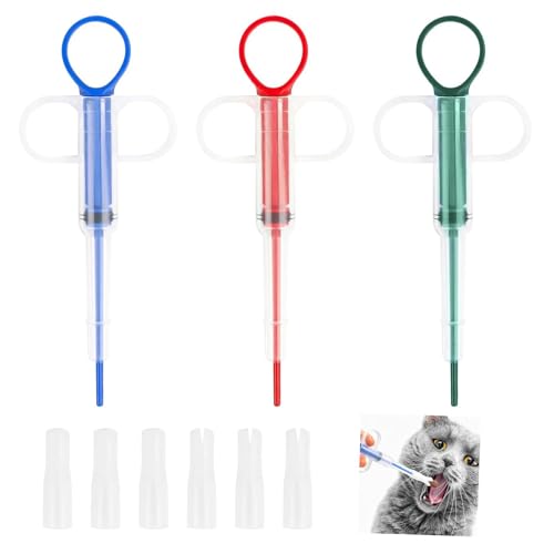 MplehDa Tabletteneingeber Katze, 3 Stück Tablettengeber für Katzen und Hunde, Katze Tabletten Pill Feeder, Haustier Pet Pillenwerfer Wiederverwendbare Pusher Tablet von MplehDa