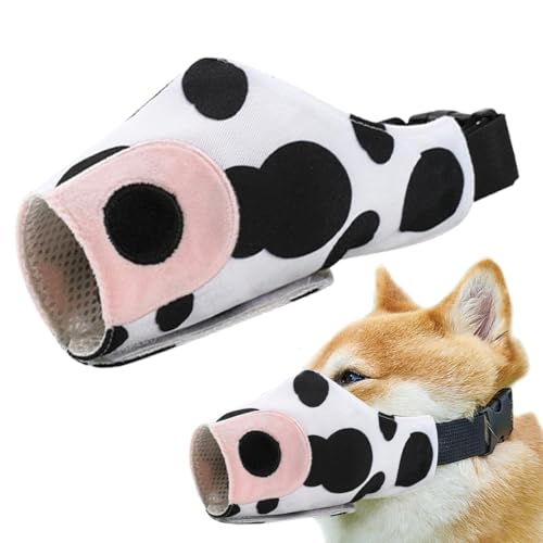 Mppchhn Hundemundabdeckung, atmungsaktive Hundemündung | Kuh Design Haustier Keine Rinde Mündung,Einstellbare Schleife sichere Schulungsabdeckung, um beißen von Mppchhn