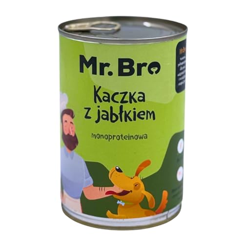 MR. BRO Ente mit Apfel Monoprotein Nassfutter 400g getreidefrei glutenfrei hochwertiges Hundefutter ohne künstliche Farb Konservierungs und Füllstoffe ohne Hühnerfleisch von Mr. Bro