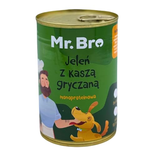 MR. BRO Hirsch mit Buchweizen Monoprotein Nassfutter 400g getreidefrei glutenfrei hochwertiges Hundefutter ohne künstliche Farbstoffe Konservierungsstoffe Füllstoffe ohne Hühnerfleisch von Mr. Bro