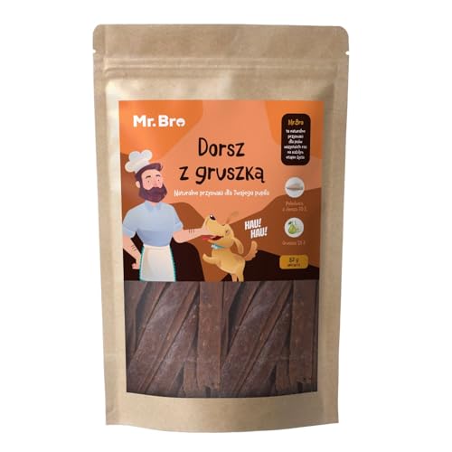 MR. BRO Hundesnacks Dorsch mit Birne 80g Monoprotein-Snacks für Hunde 75% Dorsch 25% Birne 100% Natürliche Zutaten Ohne Gluten und Konservierungsstoffe MR. BRO Hundesnacks Dorsch mit Birne 80g Monoprotein-Snacks für Hunde 75% Dorsch 25% Birne 100% Natürliche Zutaten Ohne Gluten und Konservierungsstoffe von Mr. Bro