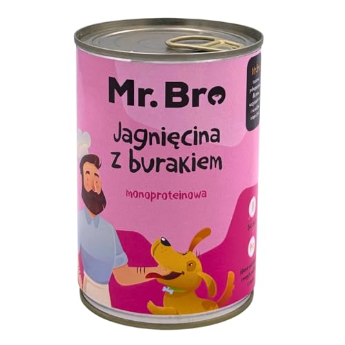 MR. BRO Lamm mit Roter Bete Monoprotein Nassfutter 400g getreidefrei glutenfrei hochwertiges Hundefutter ohne künstliche Farb Konservierungs und Füllstoffe ohne Hühnerfleisch von Mr. Bro
