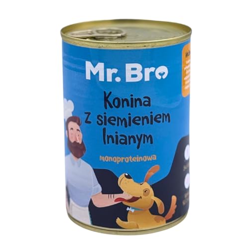 MR. BRO Pferd mit Leinsamen Monoprotein Nassfutter für Hunde getreidefrei glutenfrei hochwertiges Hundefutter ohne künstliche Farbstoffe Konservierungsstoffe oder Füllstoffe ohne Hühnerfleisch von Mr. Bro