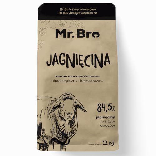 MR. BRO Vollwertige Hundefutter mit Lamm Monoprotein Getreidefrei Ohne Huhn Für Erwachsene Hunde Hohe Schmackhaftigkeit Natürliche Zutaten 12 kg von Mr. Bro