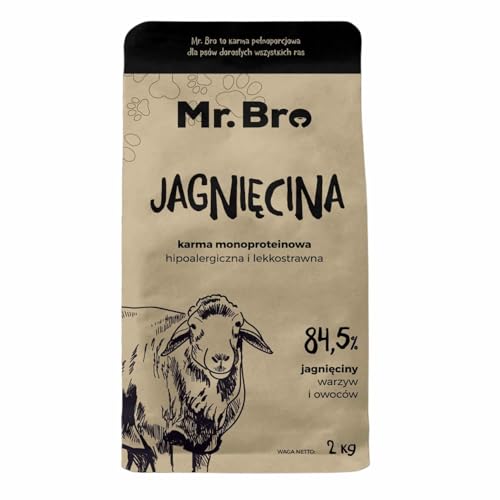 MR. BRO Vollwertige Hundefutter mit Lamm Monoprotein Getreidefrei Ohne Huhn Für Erwachsene Hunde Hohe Schmackhaftigkeit Natürliche Zutaten 2 kg von Mr. Bro