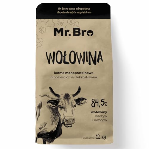 MR. BRO Vollwertige Hundefutter mit Rind Monoprotein Getreidefrei Ohne Huhn Für Erwachsene Hunde Stärkung Haut Fell Hundeernährung Ohne Zusatzstoffe 12 kg von Mr. Bro