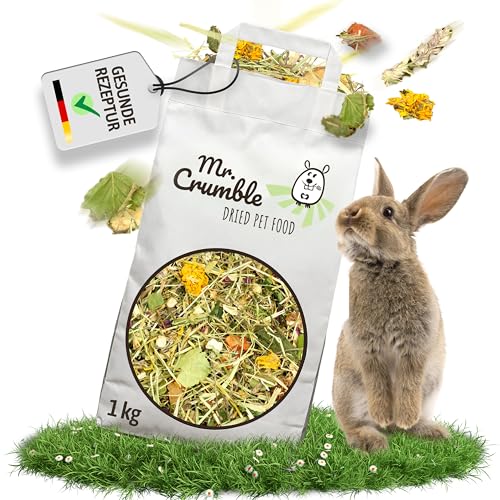 Hoppel-Mix, getreidefreies Kaninchenfutter ohne Pellets, mit viel Rohfaser und leckeren Zutaten 1kg von Mr. Crumble Dried Pet Food