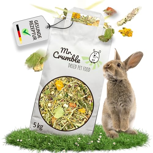 Hoppel-Mix, getreidefreies Kaninchenfutter ohne Pellets, mit viel Rohfaser und leckeren Zutaten 5kg von Mr. Crumble Dried Pet Food