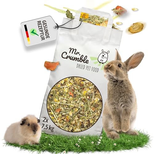 Knuspermüsli, Flockenfutter für Kaninchen und Nager, weizenfrei ohne Pellets 2x7,5 kg (15 kg) von Mr. Crumble Dried Pet Food