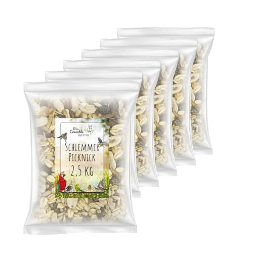 Schlemmer-Picknick mit Insekten Vogelfutter für Wildvögel ganzjährig ohne Weizen 6 x 2,5 kg (15 kg) von Mr. Crumble Dried Pet Food