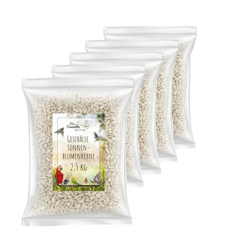 Sonnenblumenkerne geschält Vogelfutter 5 x 2,5 kg (12,5 kg) von Mr. Crumble Dried Pet Food