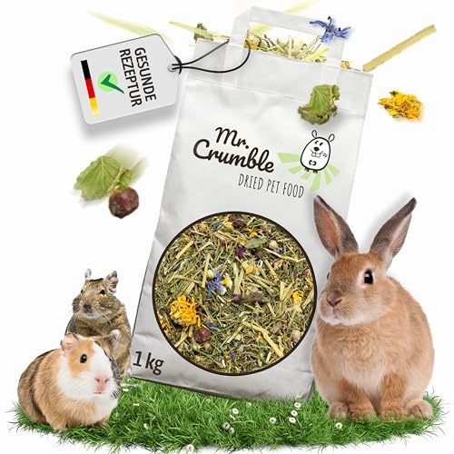 Mr. Crumble Dried Pet Food Wildwiese Futter mit Blüten und Kräutern getreidefrei für Kaninchen, Meerschweinchen und Degus 1000g von Mr. Crumble Dried Pet Food