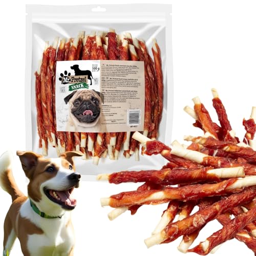 Mr. Pretzel Entenfleisch-Kausnack – Sticks mit Ente umwickelt – 500g | 45 % Entenfleisch | Getreidefrei | Für alle Hunderassen | Ohne künstliche Zusätze von Mr. Pretzel