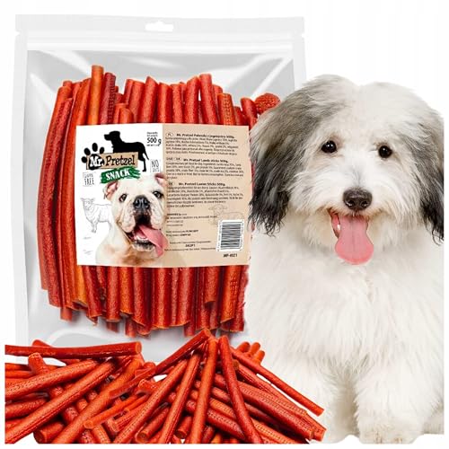 Mr. Pretzel – Lammsticks für Hunde – 500 g – 90 % Lammanteil – Hypoallergen – Gesunder Kausnack – Ohne Zusatzstoffe – Ideal als Belohnung oder Trainingssnack von Mr. Pretzel