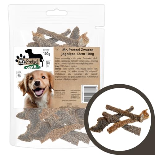 Mr. Pretzel - Natürliche Lammhaut-Kauartikel für Hunde 12cm 100g von Mr. Pretzel