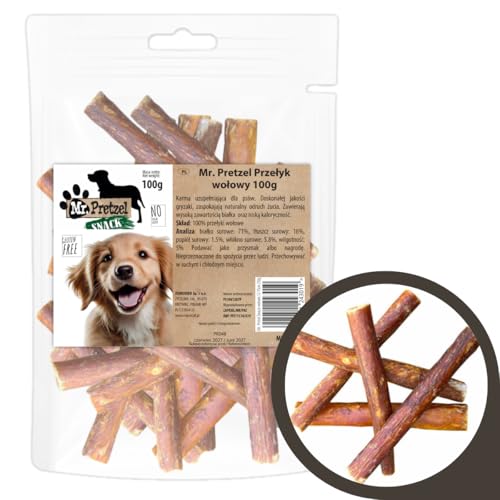 Mr. Pretzel – Rinderschlund für Hunde – 100 g – 100 % natürlich – Gesunder Kausnack – Hoher Proteingehalt – Zahnpflege & Verdauungsförderung – Ohne Zusatzstoffe von Mr. Pretzel