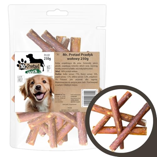 Mr. Pretzel – Rinderschlund für Hunde – 250 g – 100 % natürlich – Gesunder Kausnack – Hoher Proteingehalt – Zahnpflege & Verdauungsförderung – Ohne Zusatzstoffe von Mr. Pretzel