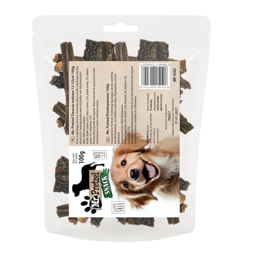 Mr. Pretzel – Rindfleischpansen für Hunde – 250 g – Stücke 12–15 cm – 100 % natürlich – Getreidefrei – Zahnpflege & Kauspaß – Hypoallergen von Mr. Pretzel