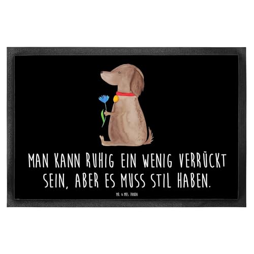 Mr. & Mrs. Panda Fußmatte Hund Blume 40 x 60 cm - Geschenk, Hundebesitzer, niedlich, Sprüche, Halsband, Haustier, Hundemama, Türmatte, Fußmatten, von Mr. & Mrs. Panda