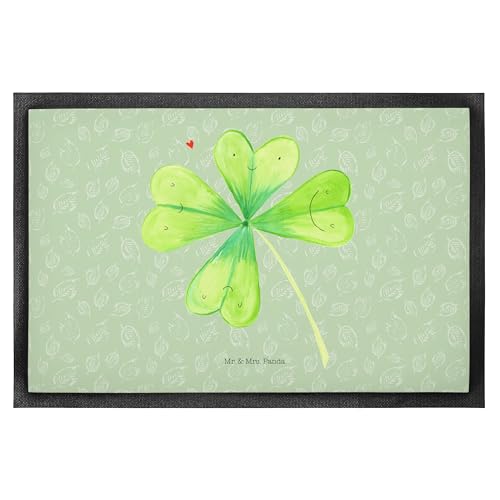 Mr. & Mrs. Panda 50 x 75 cm Fußmatte Blume Kleeblatt - Geschenk, Fußmatte Outdoor, Blumen, Glücksbringer, Schmutzfangmatte, Sauberlaufmatte, Garten, von Mr. & Mrs. Panda