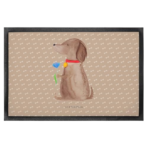 Mr. & Mrs. Panda 50 x 75 cm Fußmatte Hund Blume - Geschenk, Hunde, Hundeliebe, Hundemotiv, niedlich, Vorleger, Vierbeiner, Hunderasse, Hundebesitzer, von Mr. & Mrs. Panda