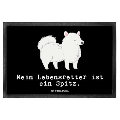 Mr. & Mrs. Panda 50 x 75 cm Fußmatte Spitz Lebensretter - Geschenk, Fussmatten, Fussmatten online, Schmutzfänger, Tierfreund, Hund, Hundebesitzer, von Mr. & Mrs. Panda