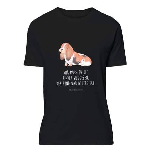 Mr. & Mrs. Panda Größe L T-Shirt Hund Basset Hound - Geschenk, lange Ohren, Tierliebhaber, geschecktes Fell, Hunderasse, kinderlos, Hundeliebe, Wauwau, Hundebesitzer, Haustier, Hundemama von Mr. & Mrs. Panda