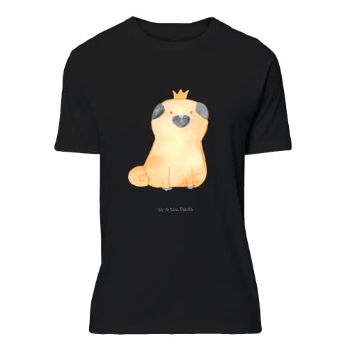 Mr. & Mrs. Panda Größe M T-Shirt Mops Krone - Geschenk, Hundeliebe, kinderlos, Hunderasse, Hund, Hundemotiv, Haustier, allergisch von Mr. & Mrs. Panda