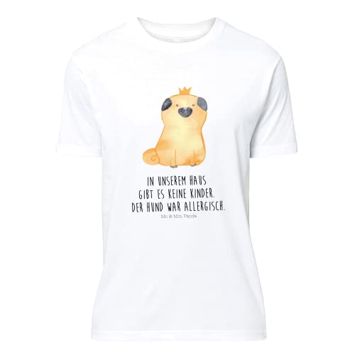 Mr. & Mrs. Panda Größe M T-Shirt Unisex Mops Krone - Hundemotiv, Tierliebhaber, Hund, König, Sprüche, Rundhals, lustig, Hausregel, Hundeliebe von Mr. & Mrs. Panda