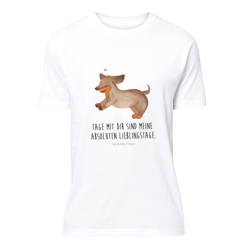 Mr. & Mrs. Panda Größe XXL T-Shirt Hund Dackel fröhlich - Geschenk, braun, Vierbeiner, Hundebesitzer, Tierliebhaber, Dachshund, happy dog, Hunderasse, Sprüche von Mr. & Mrs. Panda