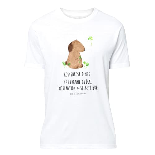 Mr. & Mrs. Panda Größe XXL T-Shirt Unisex Hund Kleeblatt - Neuanfang, Glück, Hundemotiv, Hundebesitzer, entspannt, Sprüche, Achtsamkeit von Mr. & Mrs. Panda