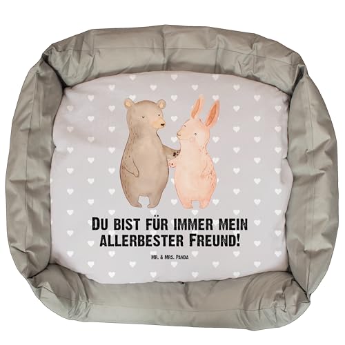 Mr. & Mrs. Panda Hundebett Bär und Hase Umarmen - Geschenk, Hundeliege, Hundeschlafplatz, Bester Freund, Best Friends, Bärchen, Heiratsantrag, von Mr. & Mrs. Panda