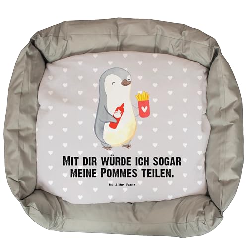 Mr. & Mrs. Panda Hundebett Pinguin Pommes - Geschenk, Freund, für Männer, Liegeplatz, Heiraten, Hundebett Luxus, Körbchen, Liebesgeschenk, von Mr. & Mrs. Panda