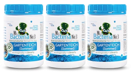 Mr.Bacteria No.3 Gartenteich Reiniger, Teichpflegemittel, Wasserklärer zu klar von grünem Wasser im Gartenteich, Schwimmteich, Fischteich 3 x 500g von Mr.Bacteria