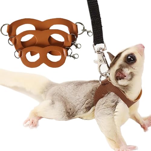 Mrchrogge Geschirr und Leine Set, 3er Pack Kleintierweste für Frettchen, Hamster, Eichhörnchen, Ratten, kein Fluchtdesign, verstellbare Passform für Training und Spaziergänge (Orange) von Mrchrogge