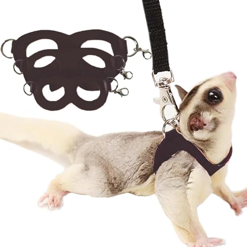 Mrchrogge Geschirr und Leine Set, 3er Pack Kleintierweste für Frettchen, Hamster, Eichhörnchen, Ratten, kein Fluchtdesign, verstellbare Passform für Training und Spaziergänge (Schwarz) von Mrchrogge